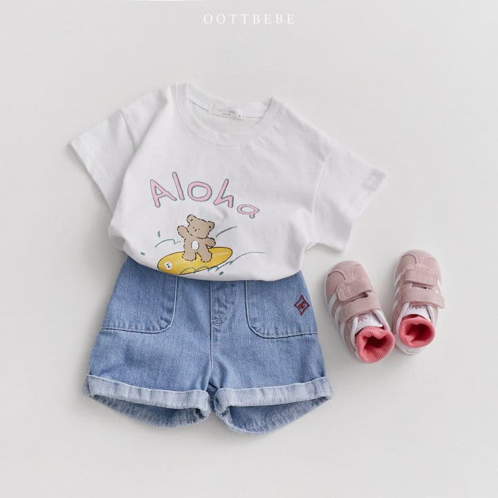 Oott Bebe - Korean Children Fashion - #kidsshorts - Aloha Short Sleeve Tee - 2