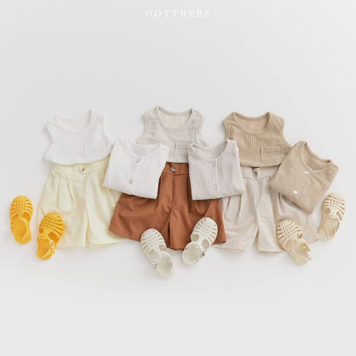 Oott Bebe - Korean Children Fashion - #toddlerclothing - Cool Linen Sleeveless Cardigan Set - 8