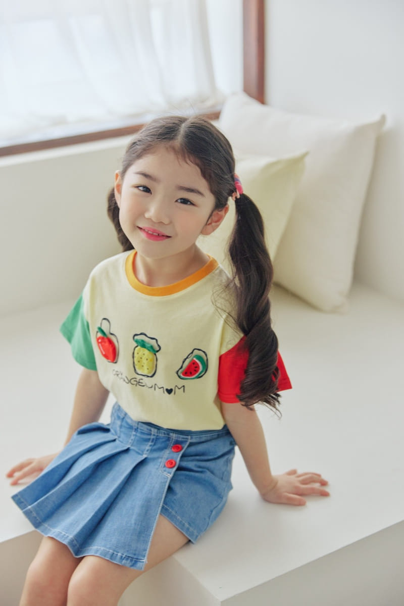 Orange Mom - Korean Children Fashion - #designkidswear - Span Denim Wrinkle Skirt - 3