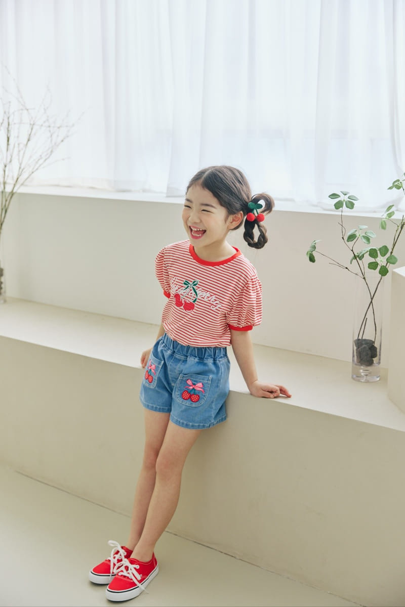 Orange Mom - Korean Children Fashion - #designkidswear - Cherry Patch Span Pants