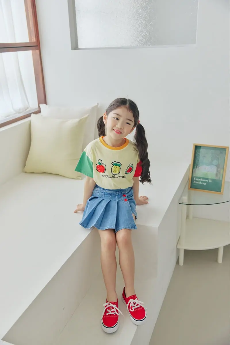 Orange Mom - Korean Children Fashion - #designkidswear - Span Denim Wrinkle Skirt - 4
