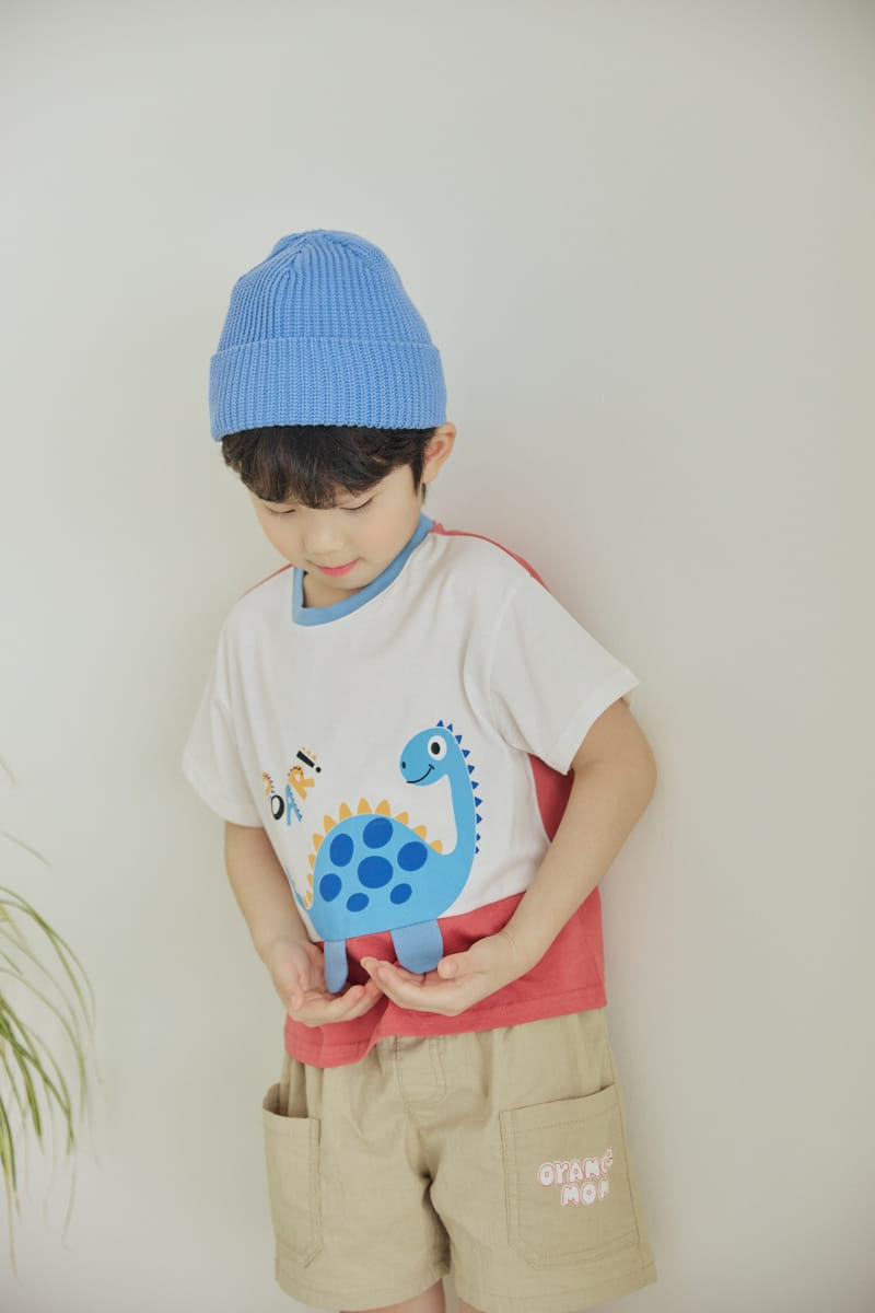 Orange Mom - Korean Children Fashion - #kidsshorts - Solid Dino Tee - 11