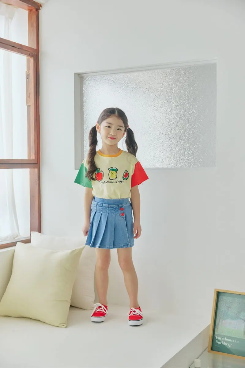 Orange Mom - Korean Children Fashion - #kidsshorts - Span Denim Wrinkle Skirt - 6