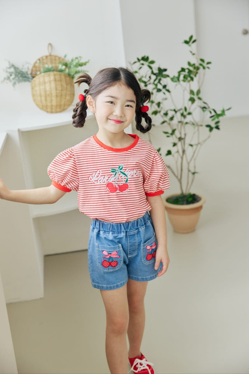 Orange Mom - Korean Children Fashion - #fashionkids - Cherry Patch Span Pants - 4