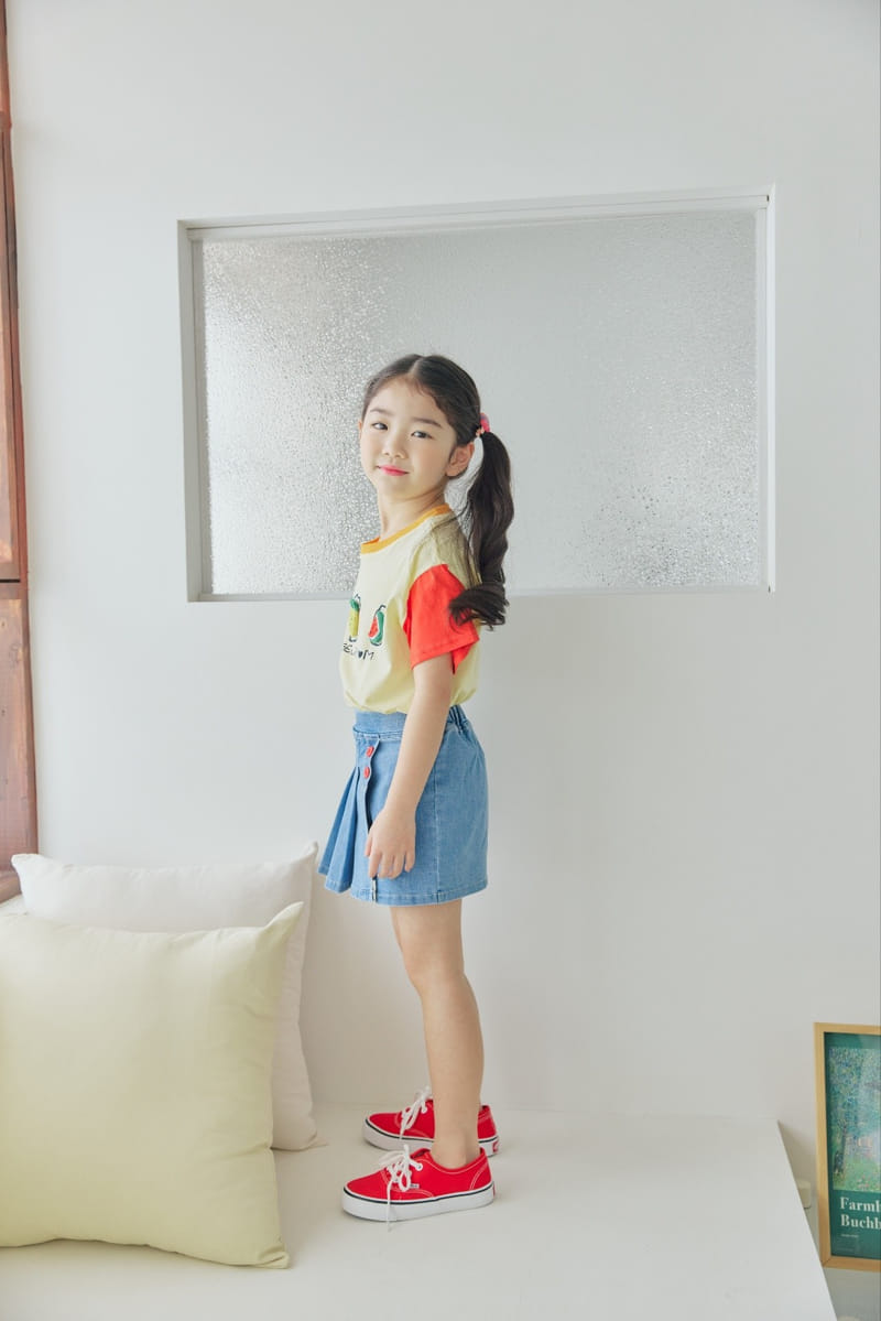Orange Mom - Korean Children Fashion - #kidsstore - Span Denim Wrinkle Skirt - 7