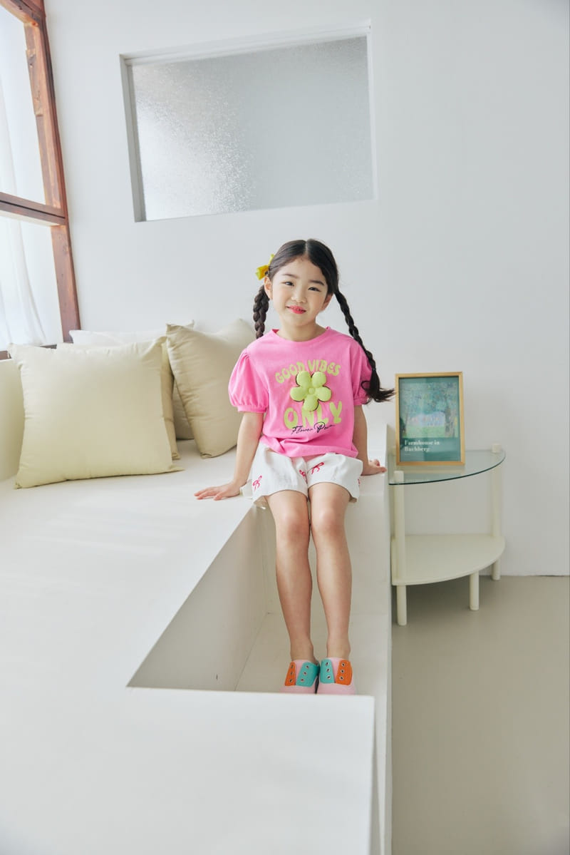 Orange Mom - Korean Children Fashion - #kidsshorts - Balloon Flower Shirt - 4