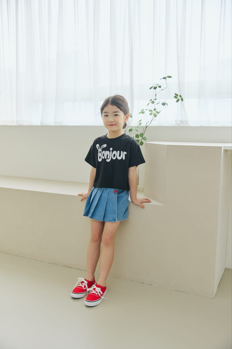 Orange Mom - Korean Children Fashion - #kidzfashiontrend - Span Denim Wrinkle Skirt - 8