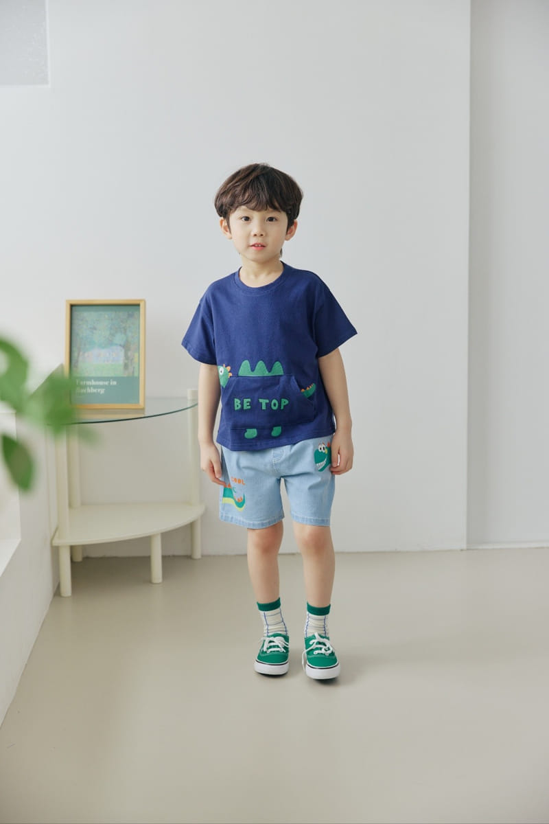 Orange Mom - Korean Children Fashion - #kidsstore - Dinosaur Pocket Tee - 4