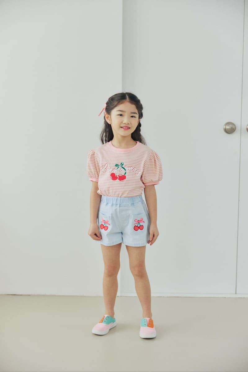 Orange Mom - Korean Children Fashion - #kidzfashiontrend - Cherry Patch Span Pants - 6