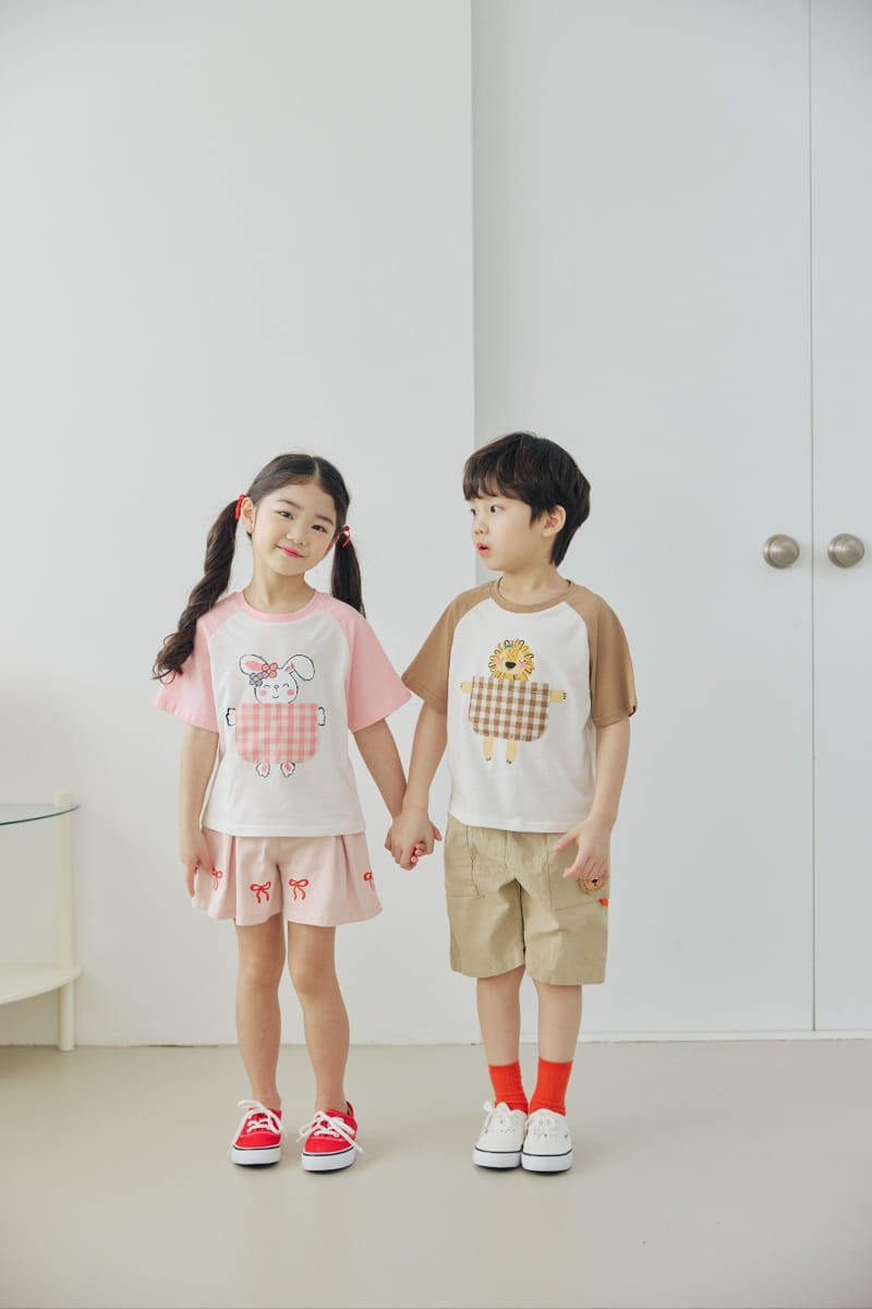 Orange Mom - Korean Children Fashion - #littlefashionista - Check Pocket Tee - 2