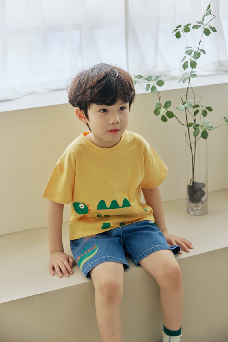 Orange Mom - Korean Children Fashion - #magicofchildhood - Dinosaur Pocket Tee - 7