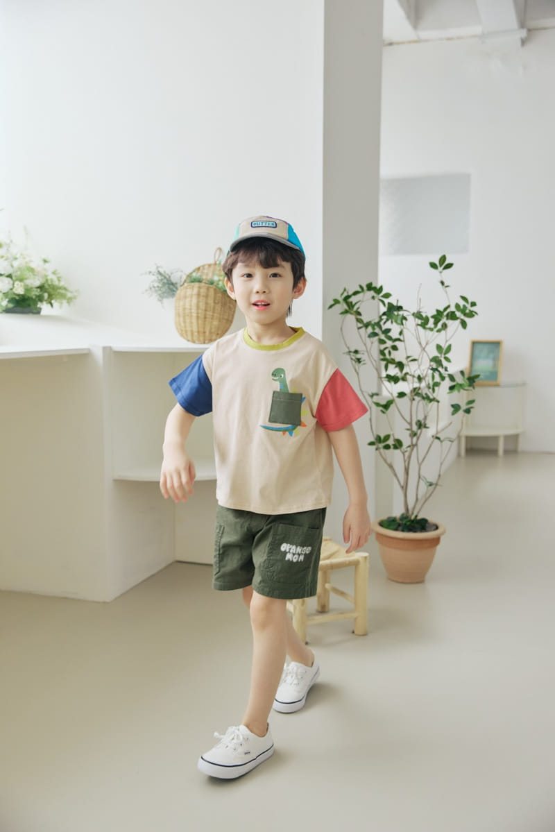Orange Mom - Korean Children Fashion - #magicofchildhood - Pocket Dino Tee - 7