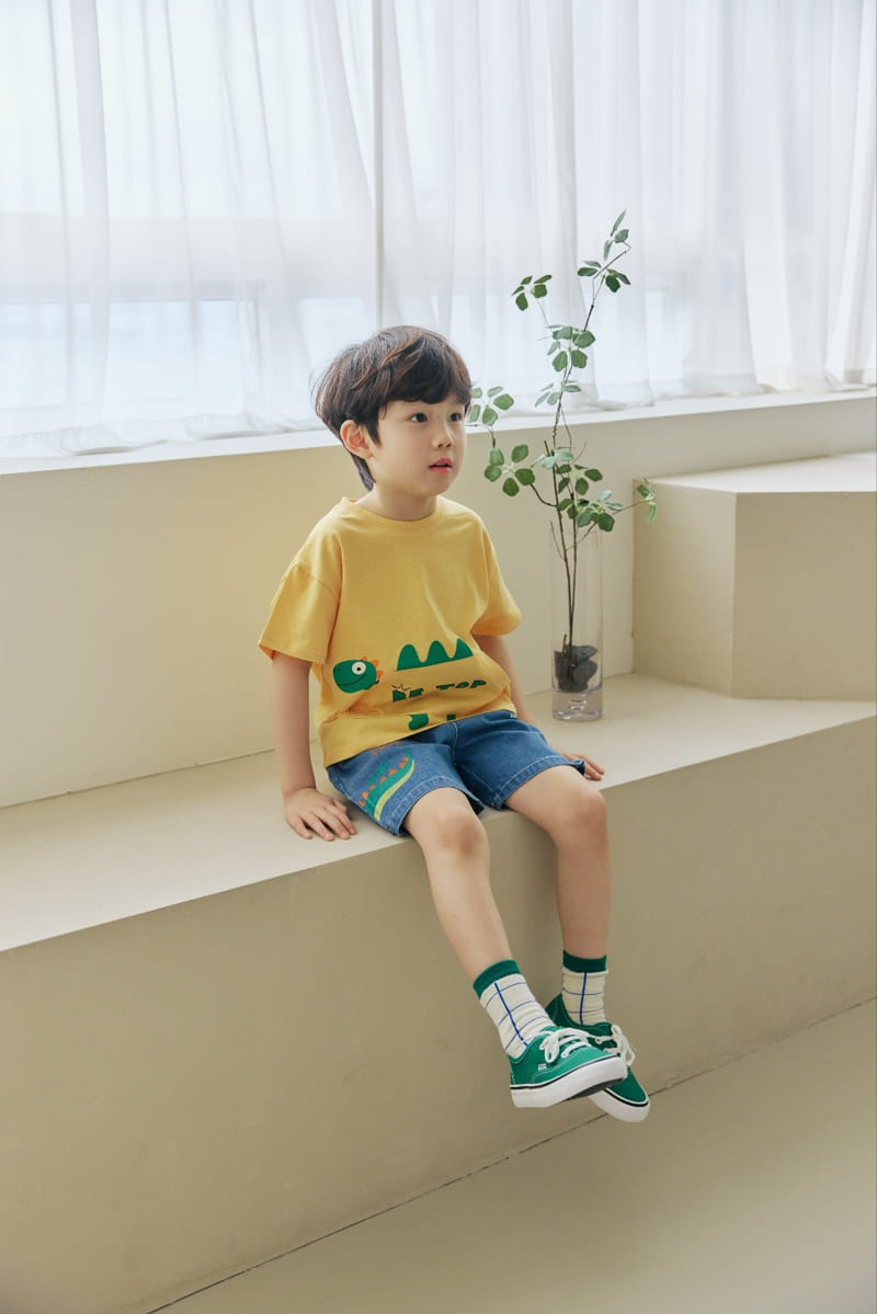 Orange Mom - Korean Children Fashion - #minifashionista - Dinosaur Pocket Tee - 8