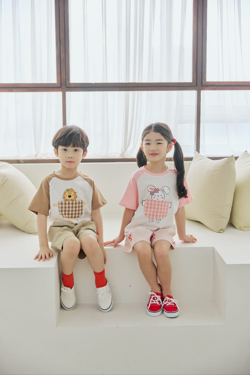 Orange Mom - Korean Children Fashion - #prettylittlegirls - Check Pocket Tee - 5