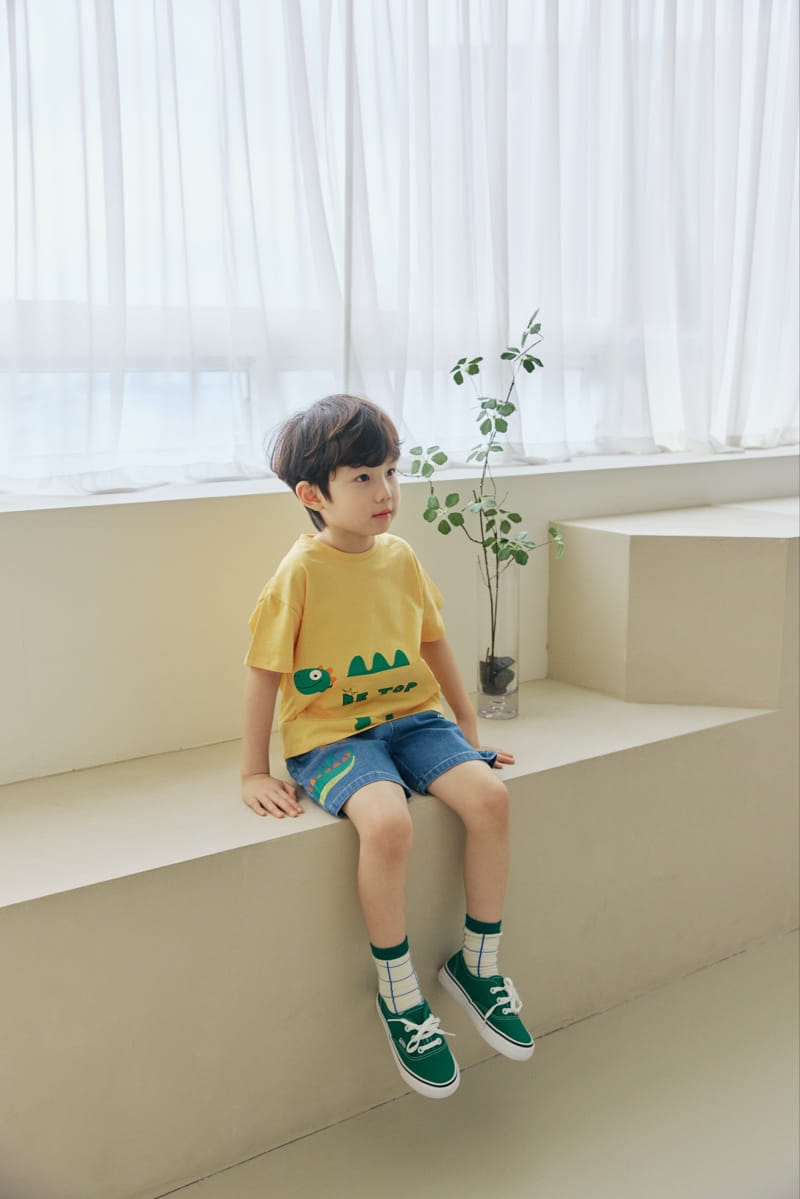 Orange Mom - Korean Children Fashion - #prettylittlegirls - Dinosaur Pocket Tee - 9