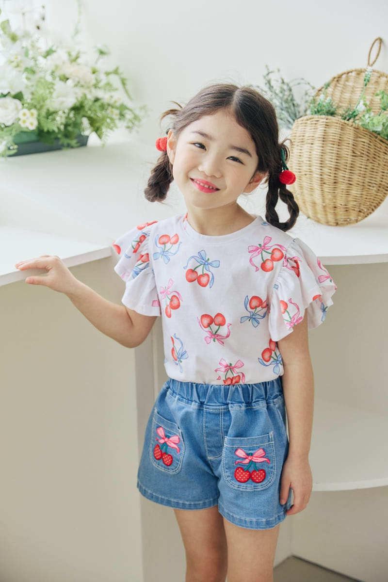 Orange Mom - Korean Children Fashion - #stylishchildhood - Cherry Paint Tee - 7