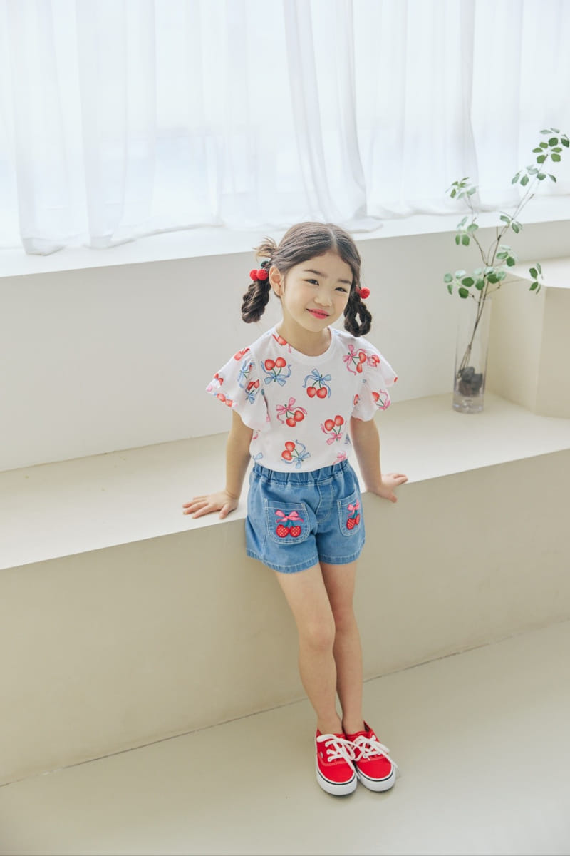 Orange Mom - Korean Children Fashion - #toddlerclothing - Cherry Paint Tee - 6