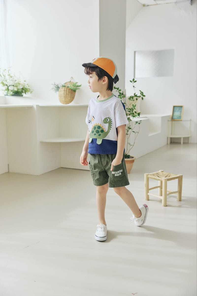 Orange Mom - Korean Children Fashion - #todddlerfashion - Solid Dino Tee - 4