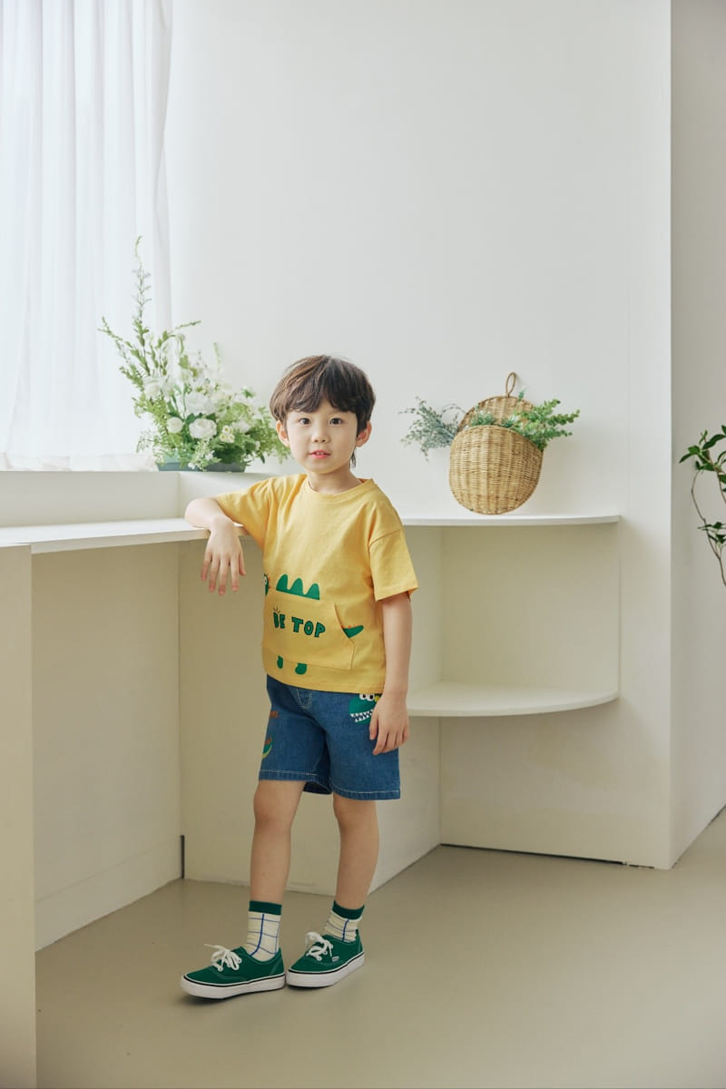 Orange Mom - Korean Children Fashion - #toddlerclothing - Dinosaur Pocket Tee - 11