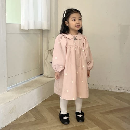 P.o.m - Korean Children Fashion - #discoveringself - Embroidery Collar One-Piece