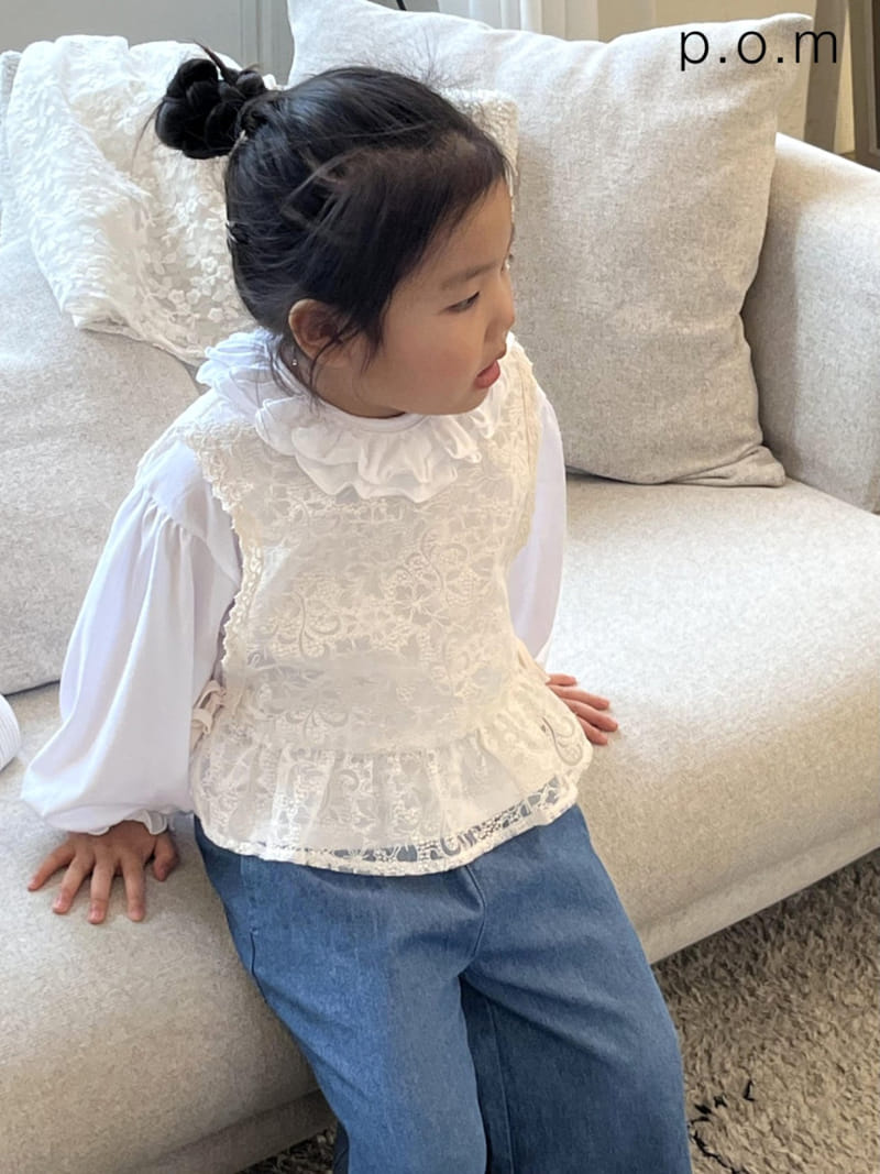 P.o.m - Korean Children Fashion - #discoveringself - Neck Frill Tee