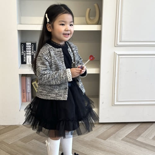 P.o.m - Korean Children Fashion - #kidzfashiontrend - Modern Tweed Jacket