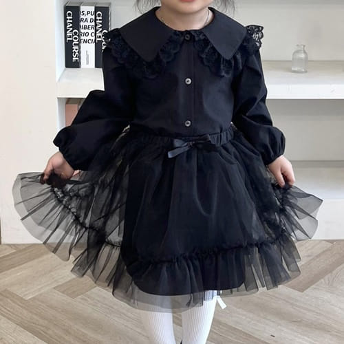 P.o.m - Korean Children Fashion - #littlefashionista - Ribbon Sha Skirt