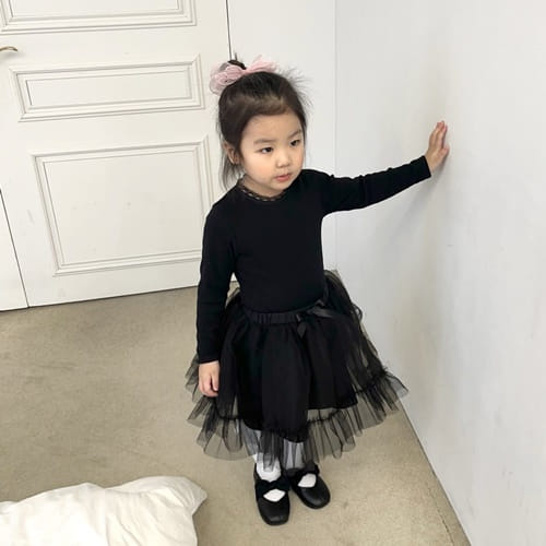 P.o.m - Korean Children Fashion - #todddlerfashion - Lace Rib Tee