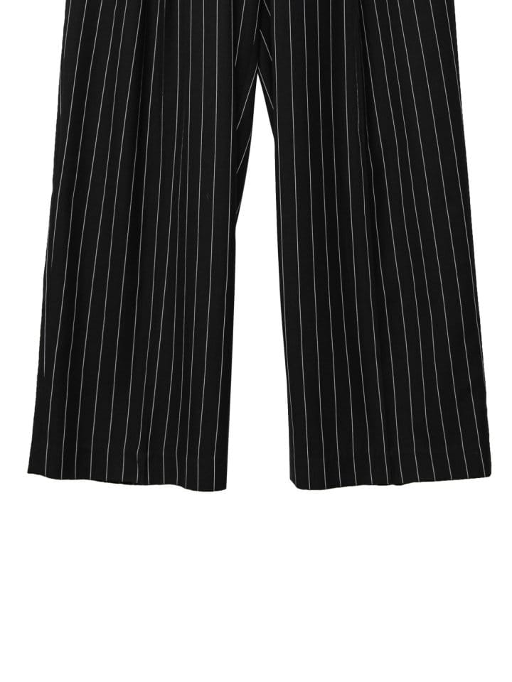 Paper Moon - Korean Women Fashion - #momslook - Wide Pin Stripe Set Up Suit Pleated Trousers  - 11