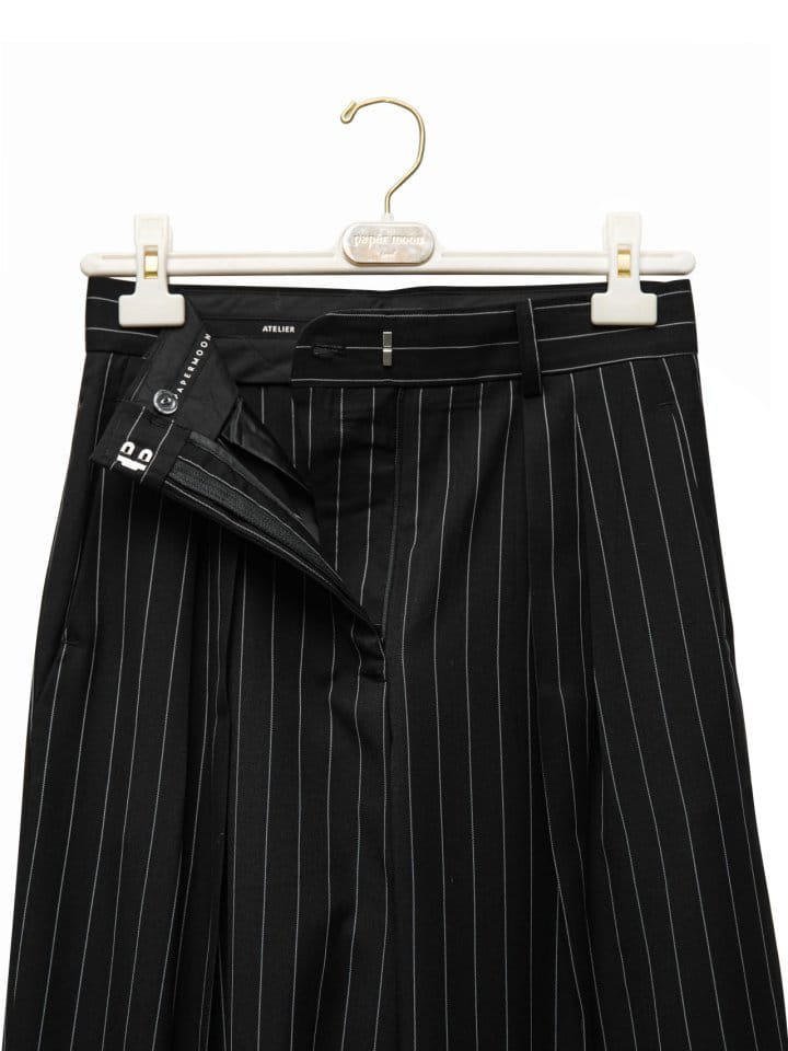 Paper Moon - Korean Women Fashion - #momslook - Wide Pin Stripe Set Up Suit Pleated Trousers  - 7