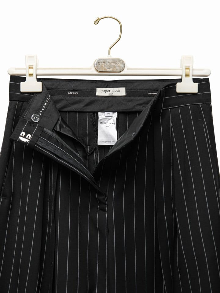 Paper Moon - Korean Women Fashion - #momslook - Wide Pin Stripe Set Up Suit Pleated Trousers  - 9