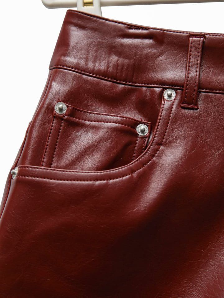 Paper Moon - Korean Women Fashion - #momslook - Denim Detail Vegan Leather Short Pants  - 8
