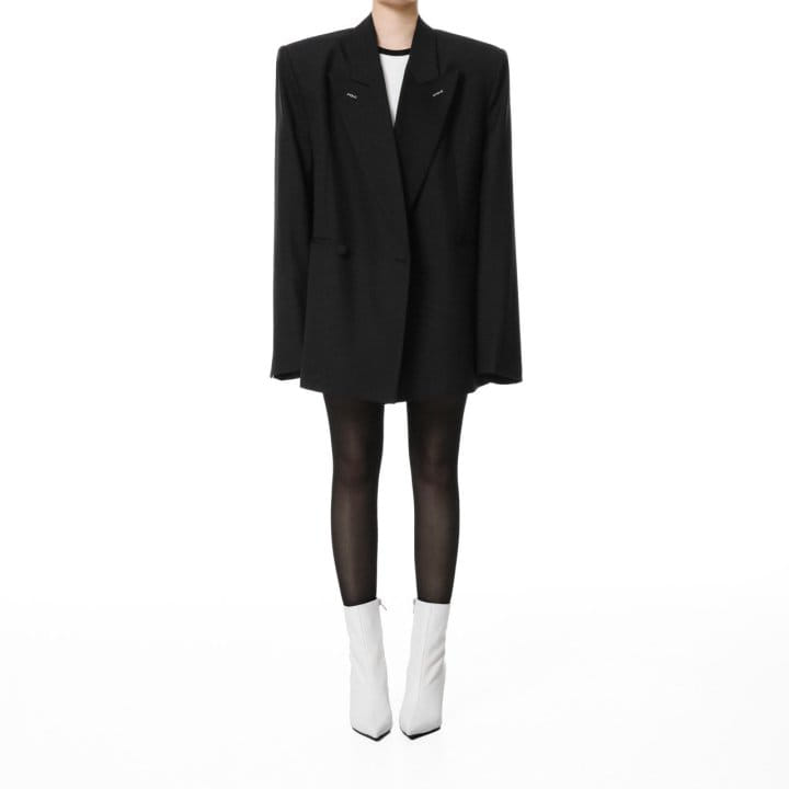 Paper Moon - Korean Women Fashion - #momslook - Bi Color Stitch Point Peaked Lapel Tuxedo Blazer 