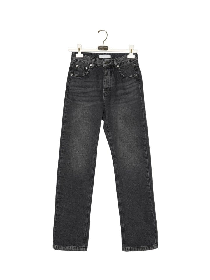 Paper Moon - Korean Women Fashion - #momslook - Back Split Detail Washed Black Straight Denim Jeans - 10
