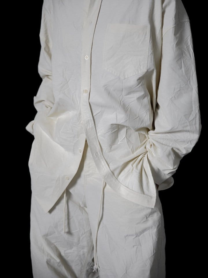 Paper Moon - Korean Women Fashion - #momslook - Wrinkle C Fabric Oversized Button Down Shirt