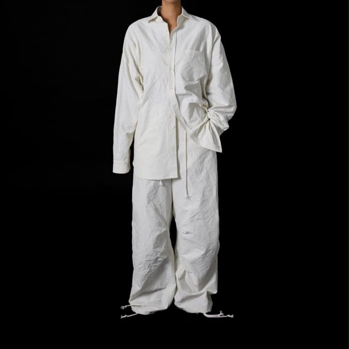 Paper Moon - Korean Women Fashion - #momslook - Wrinkle C Fabric Oversized Button Down Shirt - 2