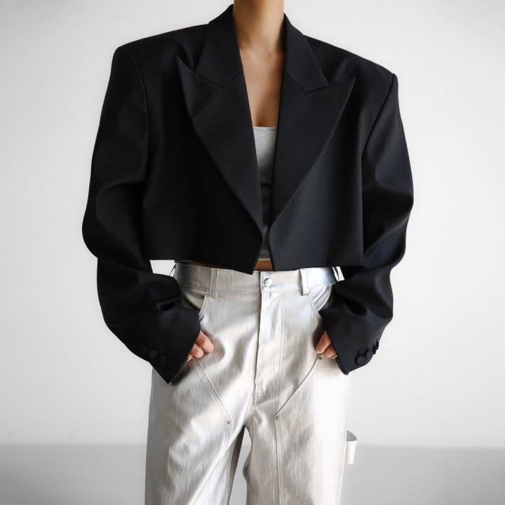 Paper Moon - Korean Women Fashion - #womensfashion - W Peaked Lapel Buttonless Cropped Blazer - 4