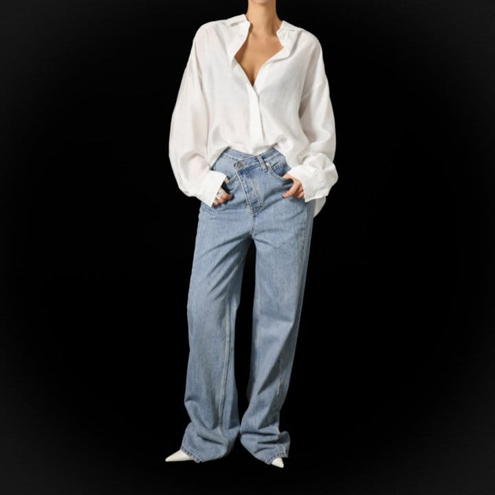 Paper Moon - Korean Women Fashion - #momslook - Wrap Button Fly Straight Denim Jeans - 2
