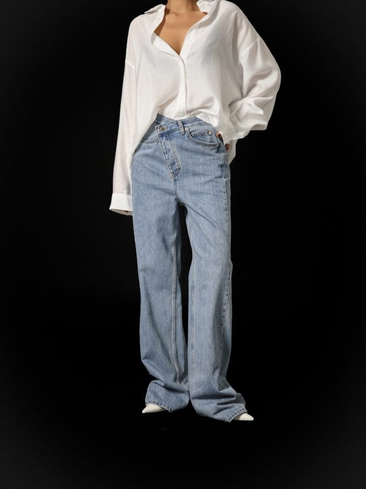 Paper Moon - Korean Women Fashion - #momslook - Wrap Button Fly Straight Denim Jeans - 6