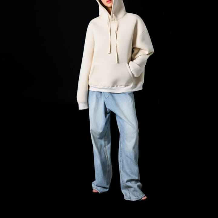 Paper Moon - Korean Women Fashion - #momslook - Oversized Neoprene Hoodie Sweatshirt - 2