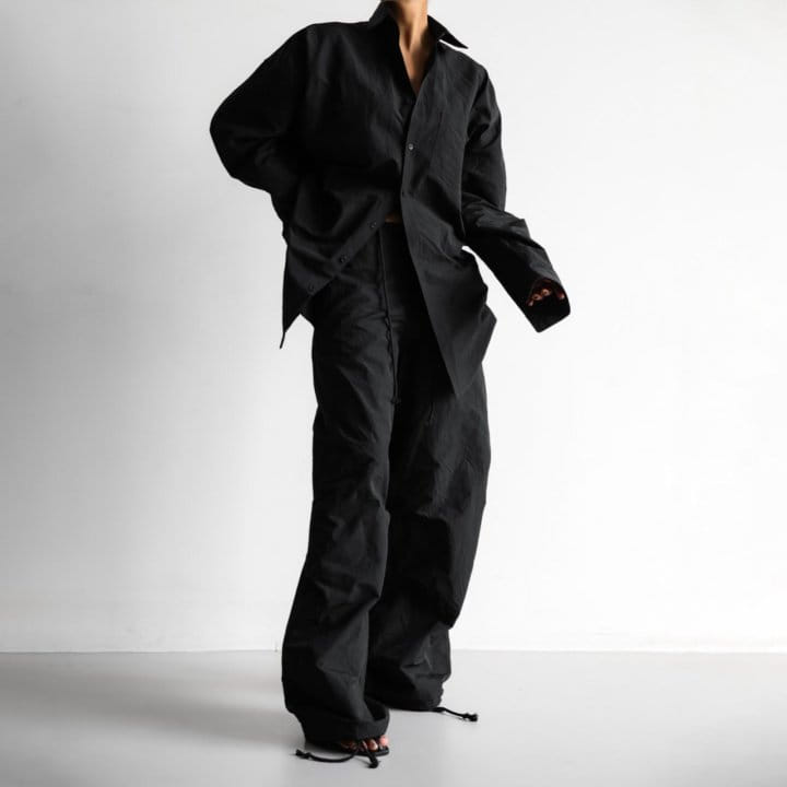 Paper Moon - Korean Women Fashion - #momslook - Wrinkle C Fabric Oversized Drawstring Trousers - 11