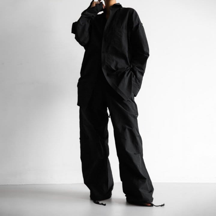 Paper Moon - Korean Women Fashion - #momslook - Wrinkle C Fabric Oversized Drawstring Trousers - 7