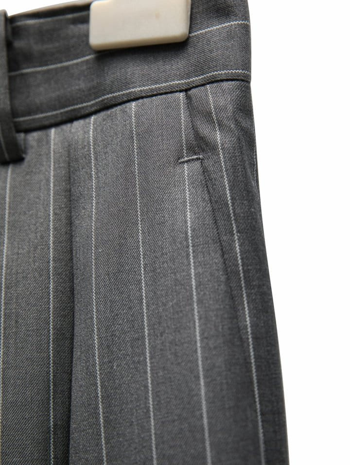 Paper Moon - Korean Women Fashion - #momslook - Wide Pin Stripe Set Up Suit Pleated Trousers - 10