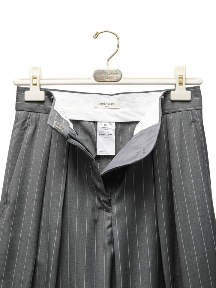 Paper Moon - Korean Women Fashion - #momslook - Wide Pin Stripe Set Up Suit Pleated Trousers - 8