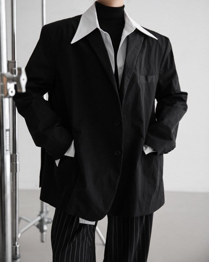 Paper Moon - Korean Women Fashion - #pursuepretty - Oversized Back Side Slit Nylon Twill Blazer  - 4