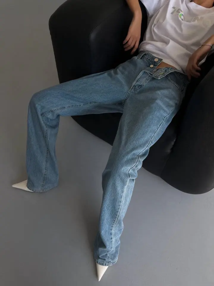 Paper Moon - Korean Women Fashion - #romanticstyle - Maxi Length Button Fly Boyfriend Jeans