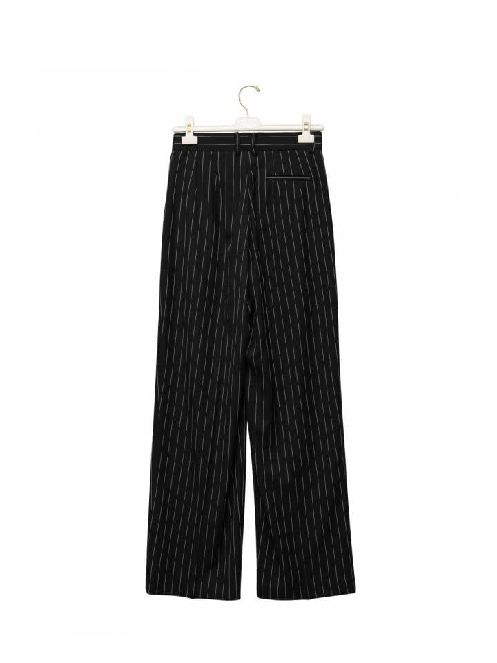 Paper Moon - Korean Women Fashion - #thatsdarling - Wide Pin Stripe Set Up Suit Pleated Trousers  - 5
