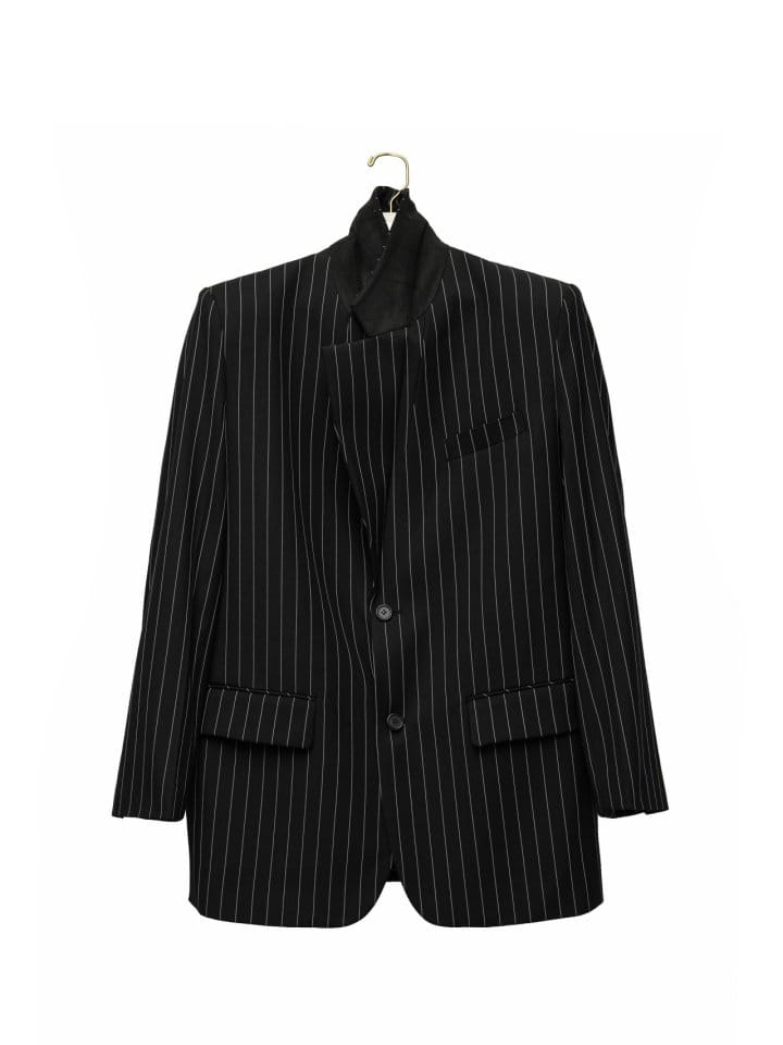 Paper Moon - Korean Women Fashion - #thatsdarling - Wide Pin Stripe Set Up Suit Single Blazer  - 9