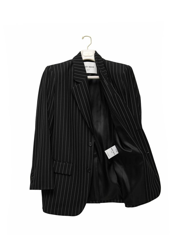 Paper Moon - Korean Women Fashion - #thelittlethings - Wide Pin Stripe Set Up Suit Single Blazer  - 10