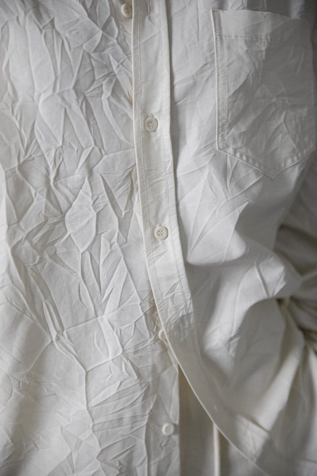 Paper Moon - Korean Women Fashion - #vintagekidsstyle - Wrinkle C Fabric Oversized Button Down Shirt - 6